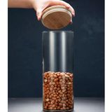 Pote De Vidro Hermético Redondo Com Tampa Bambu - 1500ml