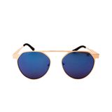 OCULOS DE SOL ROUND DROP ME DOURADO LENTE ESPELHADA AZUL