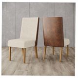 Cadeira Para Mesa De Jantar Ambiente Anne Kit 2 Peças Nature Courano Linho - Henn