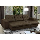 Sofá Retrátil Reclinável 4 Lugares Bali 2,30 Suede C/ Molas - Marrom