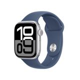 Apple Watch Series 10 Gps Caixa Prateada De Alumínio 42 Mm Pulseira Esportiva Denim P/m
