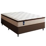 Cama Box Casal Queen Colchão Gazin Molas Powerblue 158x198x65cm Marrom/bege - 200 Kg Por Pessoa