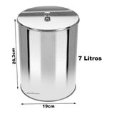 Lixeira Office Redonda Com Tampa Em Aço Inox 7l - Or2