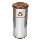 Lixeira De Aço Inox 30l Com Tampa Plastica Meia Esfera