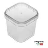 100 Potes Quadrados Bolo No Pote 220ml Lacre Plastilânia
