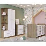 Quarto De Bebê Completo Com Guarda Roupa 2 Portas Cômoda 4 Gavetas E Berço Labirinto Henn
