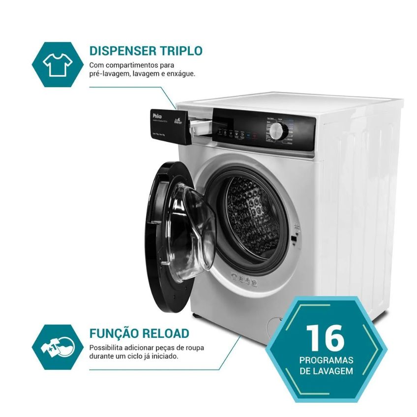 Lava e Seca Philco 11kg PLS11A Eco InvertPlus 16 programas Lavagem Branca - imagem 3
