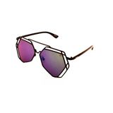 Oculos De Sol Aviador Linhas Retas Drop Me Lente Espelhada Multicor