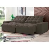 Sofá 4 lugares retrátil/reclinável Linoforte Benetton com revestimento em suede