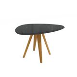 Mesa De Jantar Kappesberg Em Madeira Maciça Com Tampo De Vidro Preto Fosco 135cm