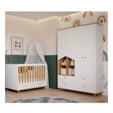 Dormitório Bebê Berço E Guarda Roupa Casinha Permobili