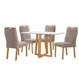 Mesa De Jantar Pedro 1,20m X 80cm Com 4 Cadeiras Gênova Bege