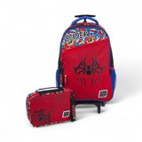 Kit Mochila Infantil Rodinha Estojo Box Spider Man Vermelho