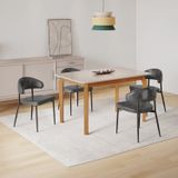 Conjunto Sala De Jantar Mesa Com Vidro Candian 4 Cadeiras Bless Marrom/off White/preto