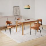 Conjunto Sala De Jantar Mesa Com Vidro Candian 4 Cadeiras Bless Marrom/off White/whiskey
