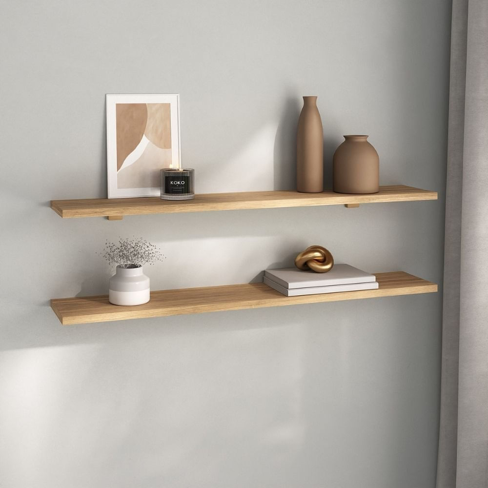 Kit De Prateleiras Elan 800x150x15 Com Suporte Organização Decoração Itapuã