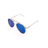 Oculos De Sol Drop Me Las Aviador Metal Cromo Espelhado Azul