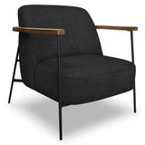 Poltrona Para Sala Pés Metálicos Ellen S06 Boucle Preto - Mpozenato