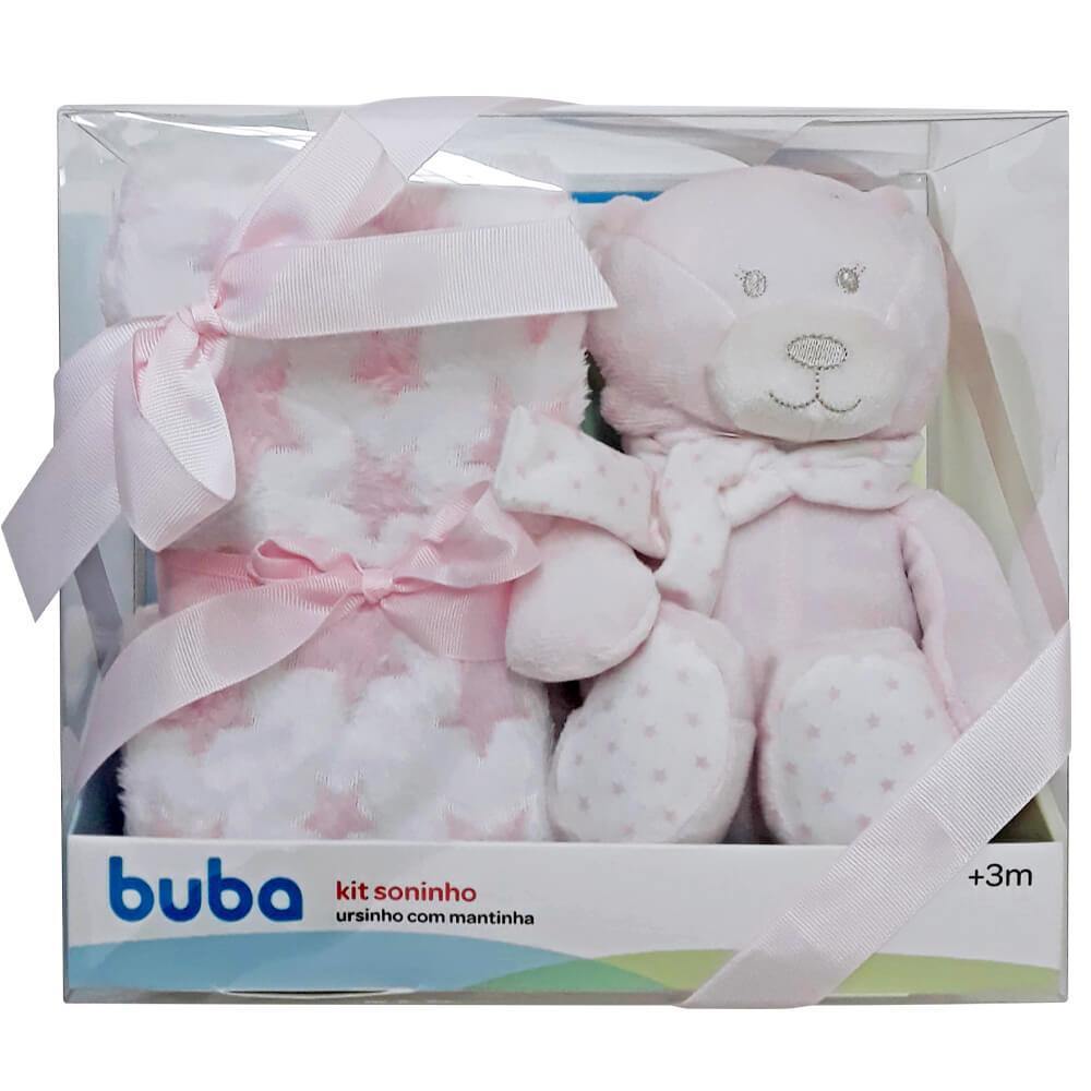 Kit Ursinho Com Mantinha Soninho Rosa Buba