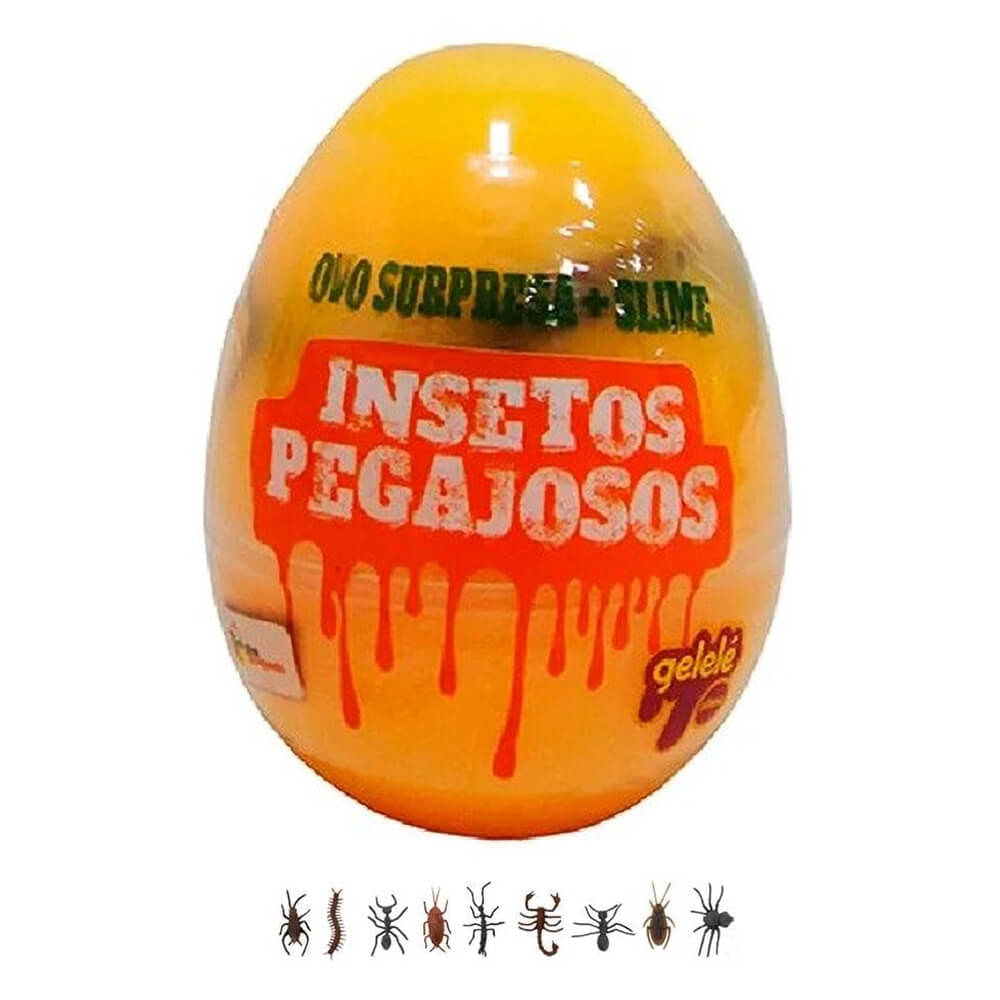 Ovo Surpresa Slime Insetos Pegajosos 98g Doce Brinquedo