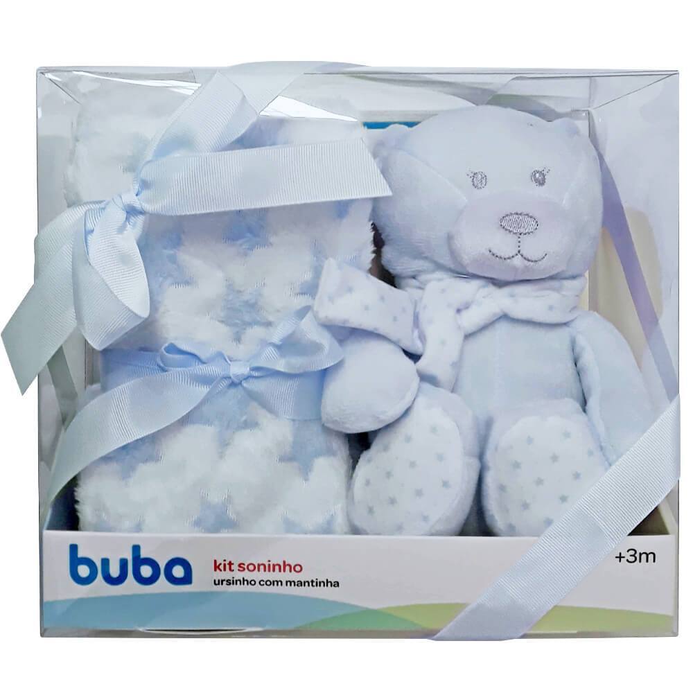 Kit Ursinho Com Mantinha Soninho Azul Buba