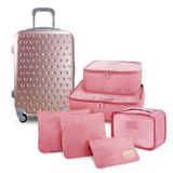 Kit Mala De Bordo E Organizadores De Malas 6 Pçs Love Rosa