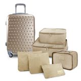 Kit Mala De Bordo E Organizadores De Malas 6 Pçs Love Dourado