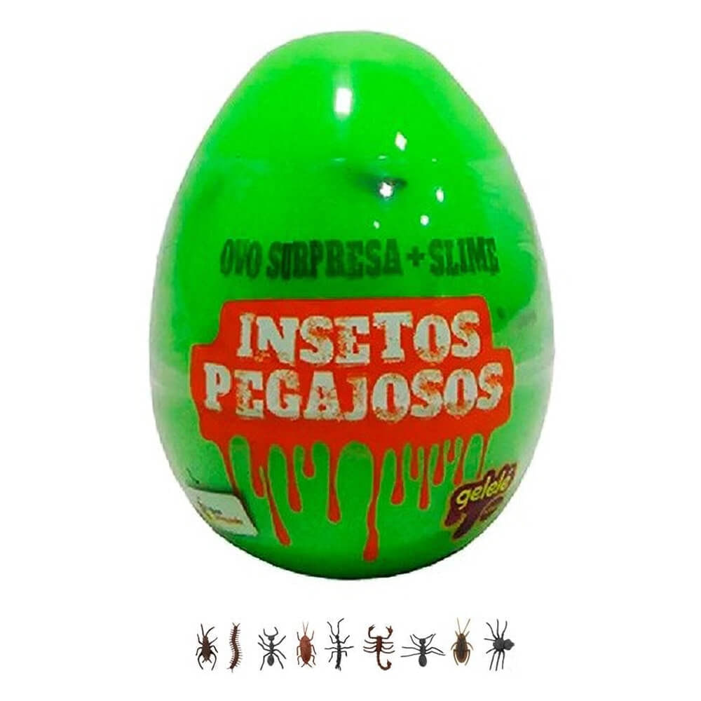 Ovo Surpresa Slime Insetos Pegajosos 98g Doce Brinquedo