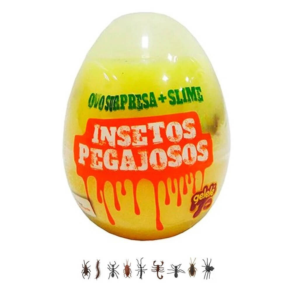 Ovo Surpresa Slime Insetos Pegajosos 98g Doce Brinquedo