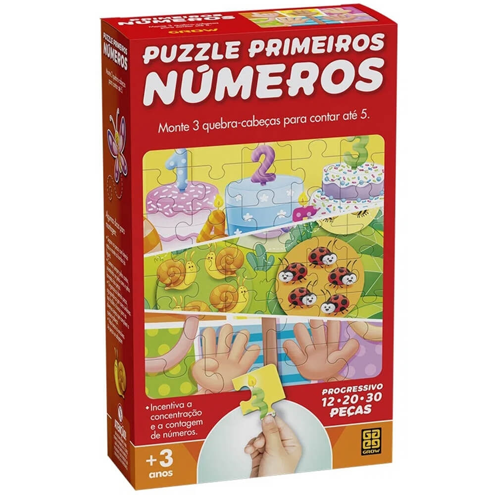 Quebra Cabeca Progressivo Primeiros Numeros 12 20 E 30 Pecas Grow