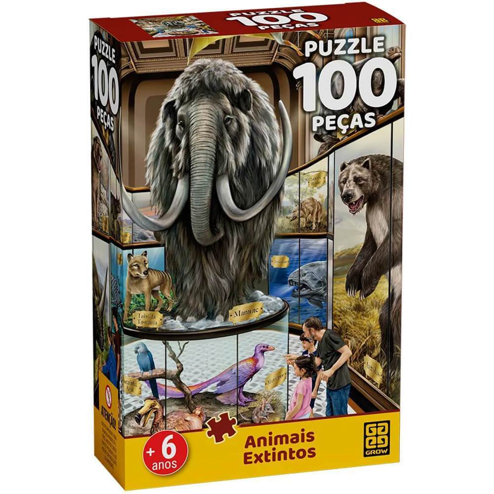 Quebra Cabeca Animais Extintos 100 Pecas Grow