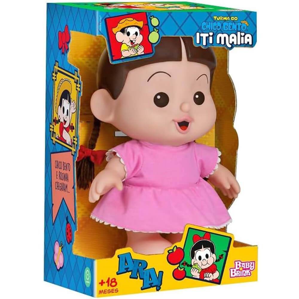 Boneca Rosinha Iti Malia Vinil Turma Da Monica 26cm Bbra