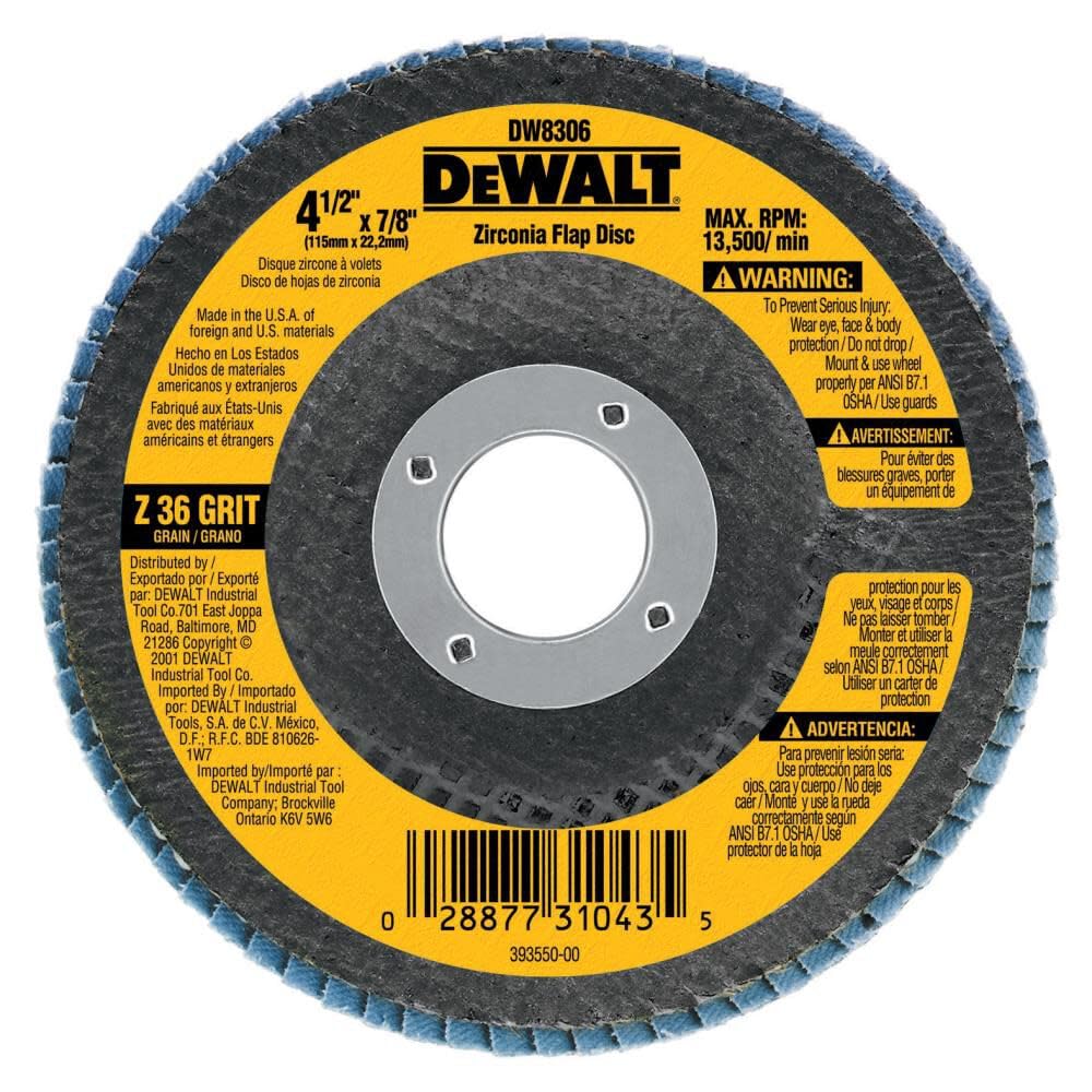 Disco De Aba Para Rebarbadora Angular Dewalt Dw8330 80 Grit Zirconia 7 Polegadas