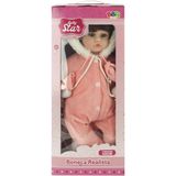 Boneca Realista Baby Star Macacao Rosa 42cm Bbr