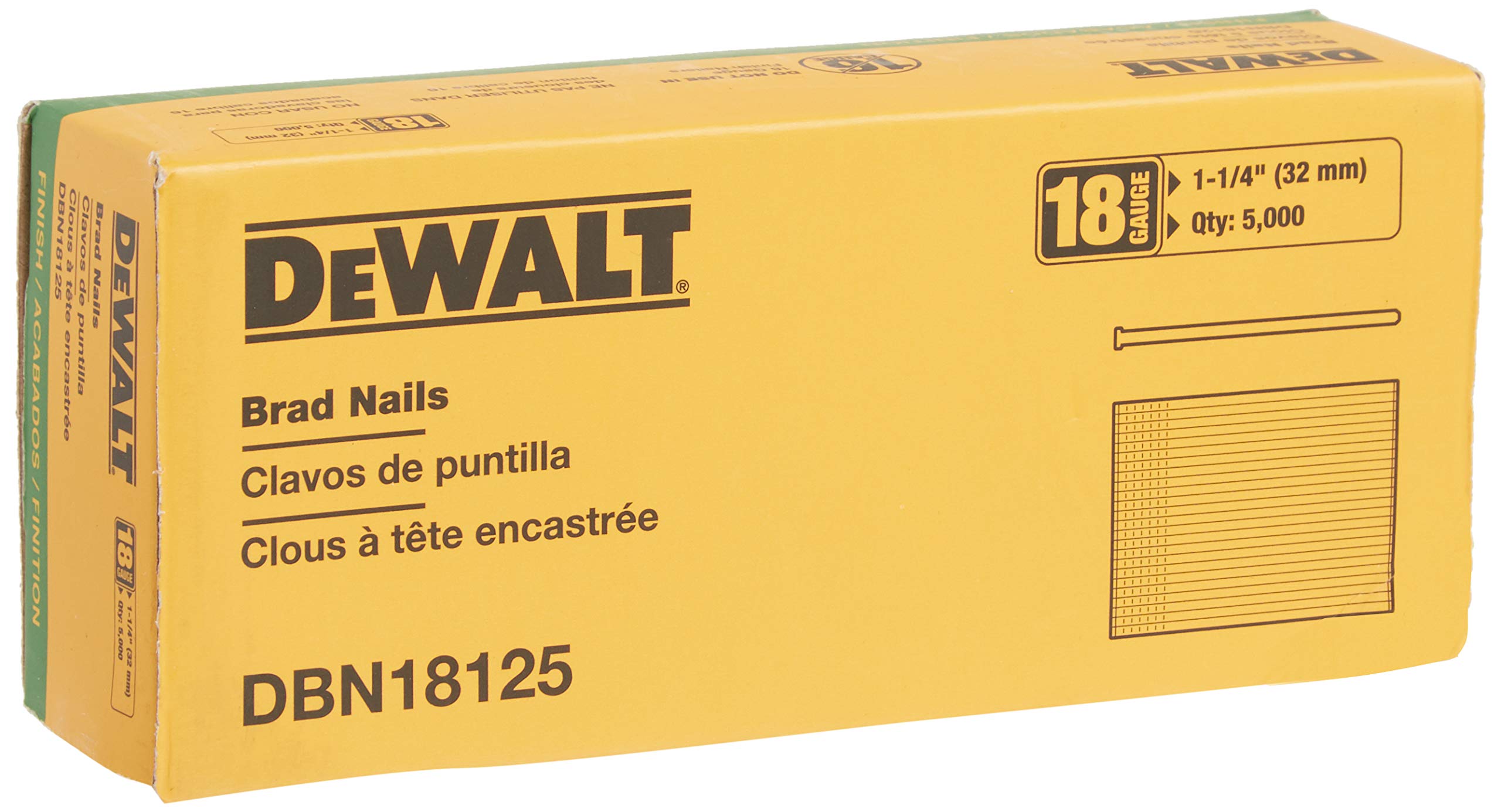 Brad Nails Dewalt Heavy Duty 18ga, Pacote Com 32 Mm E 5000 (dbn18125)