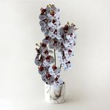 12 Hastes Florais Artificiais Brancas Com Vinho Para Decorações Sofisticadas E Arranjos Práticos