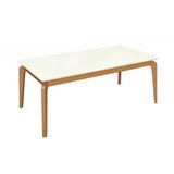 Mesa De Jantar Kappesberg Em Madeira Maciça Com Tampo De Vidro Off White 200cm