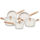 Conjunto De Panelas Antiaderente Cerâmico Mta Titanium Ceramic Flon Bege 5 Peças
