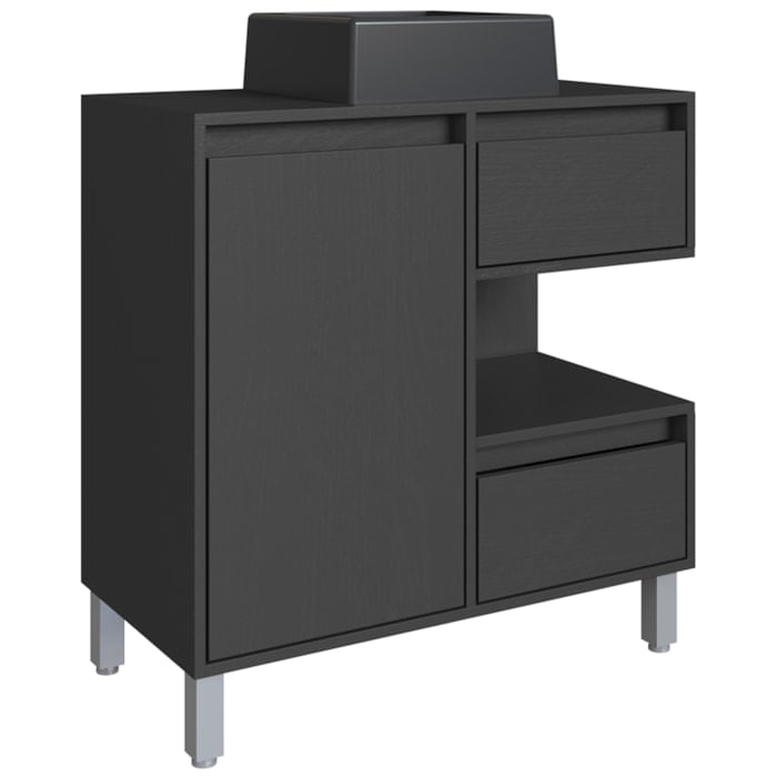 Gabinete Suspenso 80 Cm Cuba Preta Bl2001 Grafite Faem