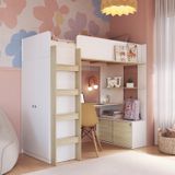 Cama Elevada Multifuncional Com Armário E Escrivaninha Branco/carvalho Araguaia