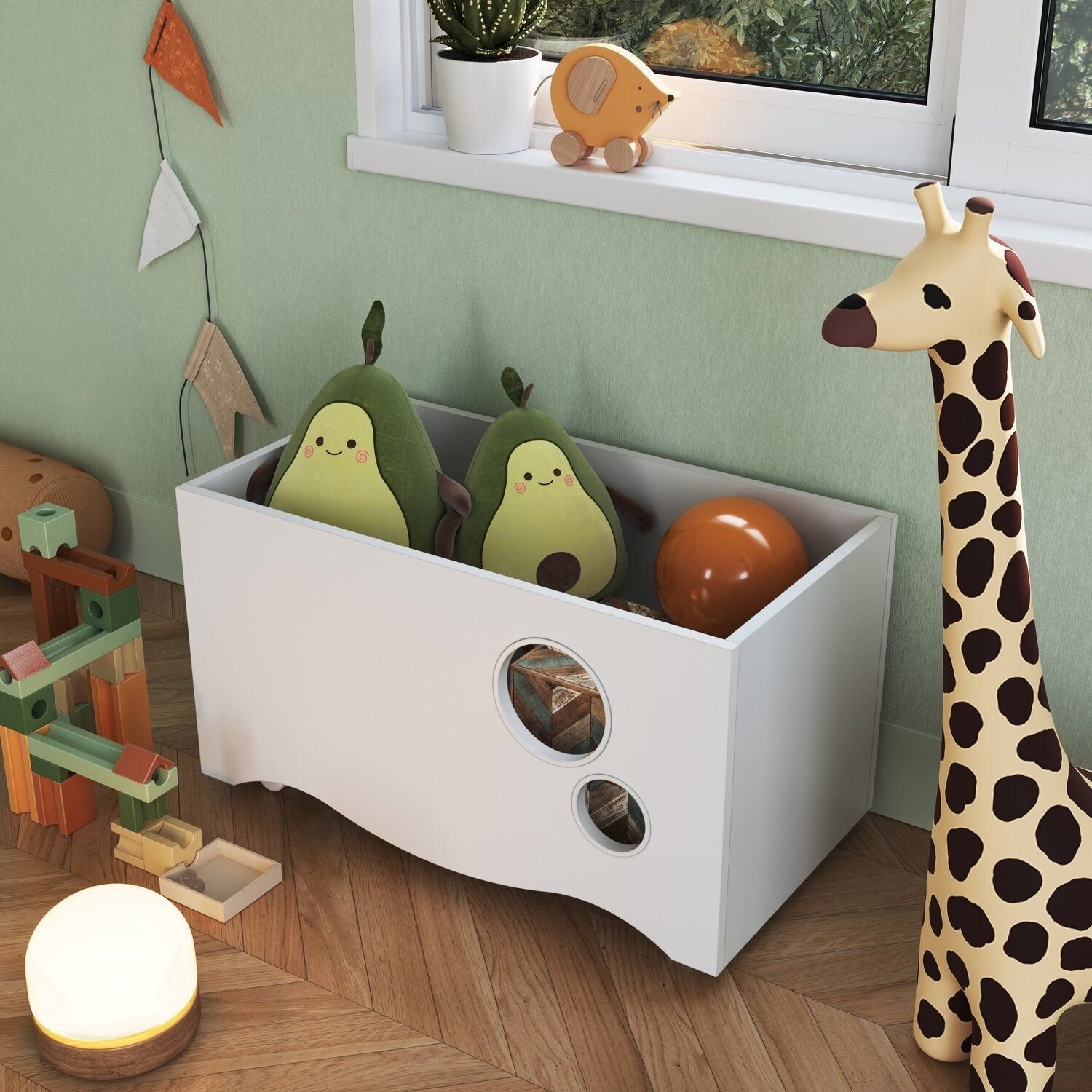 Caixa De Brinquedos Com Rodízios Linha Encanto Branco