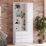 Sapateira Doha 1 Porta 3 Gavetas Com Nichos Decorativos Branco