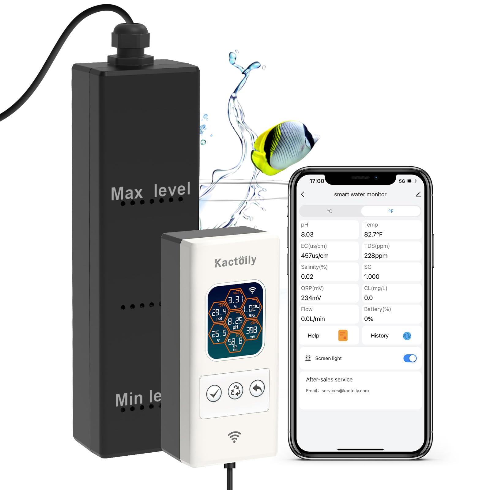 Monitor De Aquário Inteligente Kactoily O Mais Novo Ph/orp/sal/tds/temp