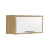 Armário Aéreo De Cozinha 80cm Com 1 Porta Basculante 100% Mdf Vicenza espresso Móveis Amêndoa/branco