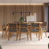 Conjunto Para Sala De Jantar Com Mesa Petra E 8 Cadeiras Cinza