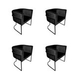 Kit 4 Cadeiras De Jantar Premium Base De Ferro Preta Veludo Preto