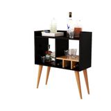 Aparador Para Salas E Recepção Com Porta Garrafas E Bebidas Preto