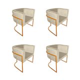 Kit 4 Cadeiras De Jantar Premium Base De Ferro Cobre Veludo Bege