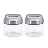 Kit 2 Potes Hermético Mantimentos De Vidro 390ml Tampa Inox
