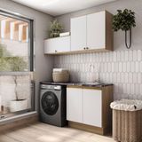 Lavanderia Modulada Kappesberg Celeste 3 Peças Nogueira/branco 160cm